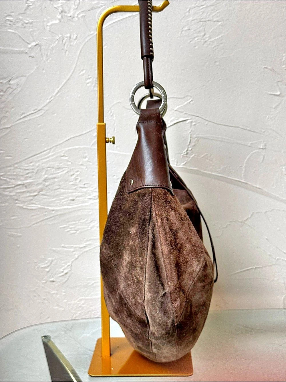 Vintage Wilsons Leather Pelle Studio Brown Suede Hobo Bag Y2K - Picture 3 of 10
